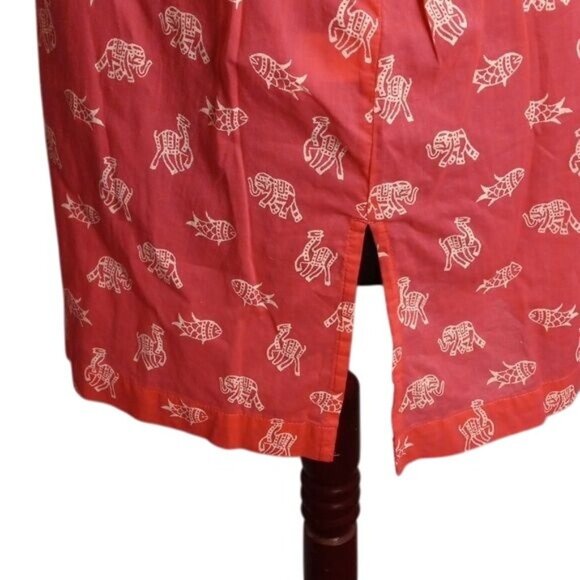 J. Jill Size M Womens Coral Elephant Fish Print Long Sleeve Blouse - Picture 5 of 7